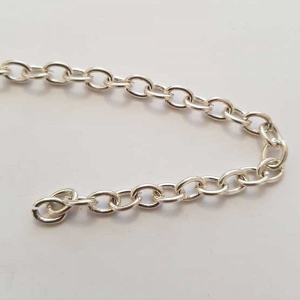 0.60 m&egrave;tre de chaine plate Argent N&deg;15 07 x 06 mm