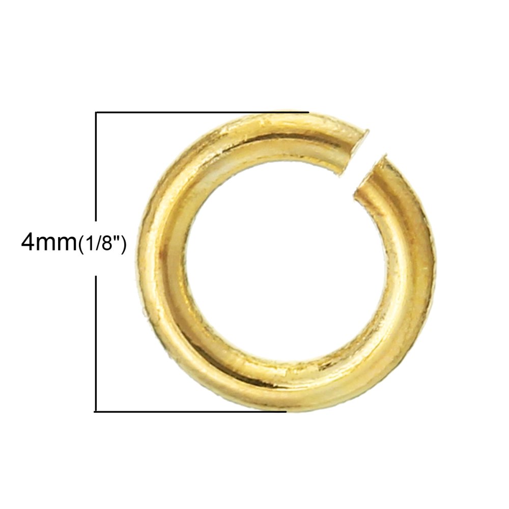 10 Anelli di giunzione aperti 04 mm placcati oro 18 carati N°01