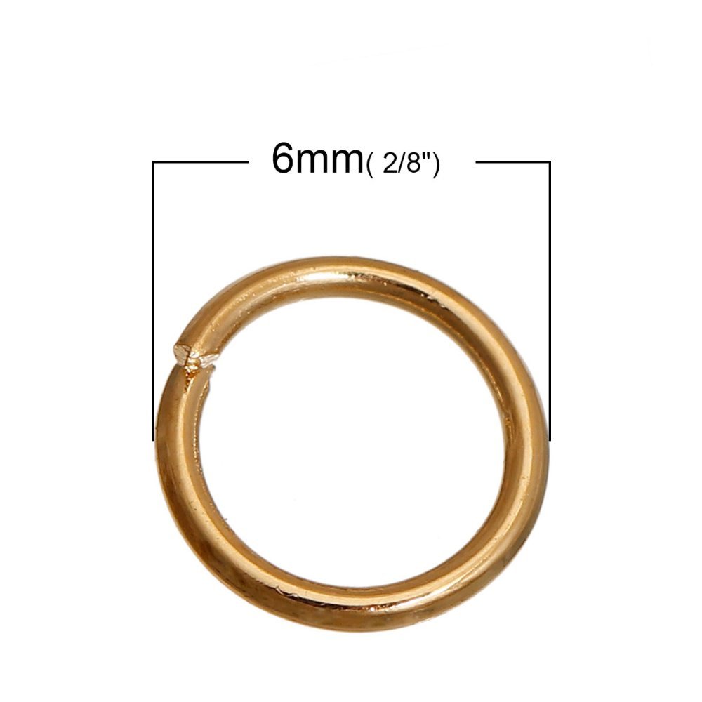 10 anelli di giunzione aperti 06 mm 01 placcati oro 14K