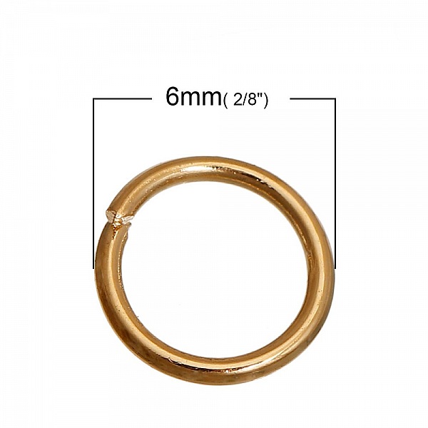 10 anelli di giunzione aperti 06 mm 01 placcati oro 14K