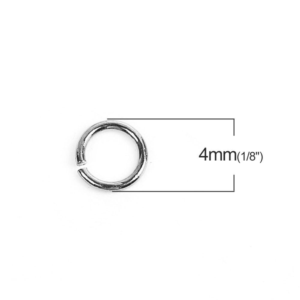 10 Anelli di giunzione aperti 04 mm Acciaio inox No. 01-02