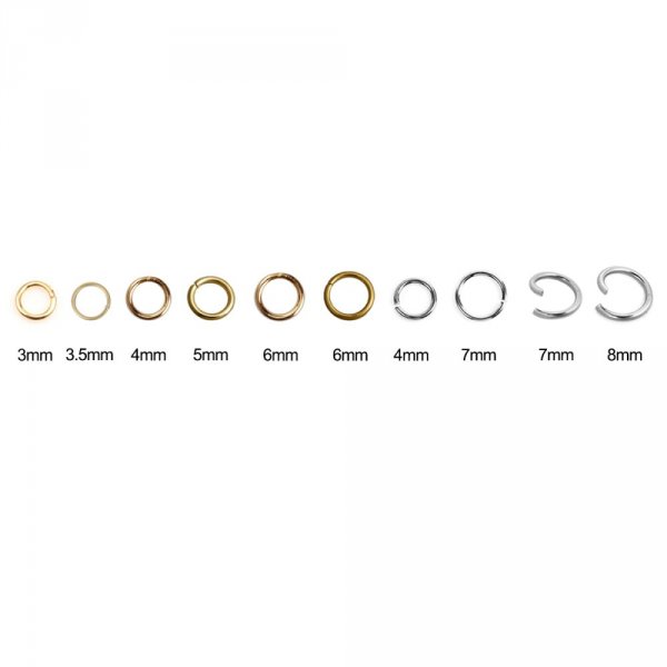 10 Anelli di giunzione aperti 04 mm Acciaio inox No. 01-02