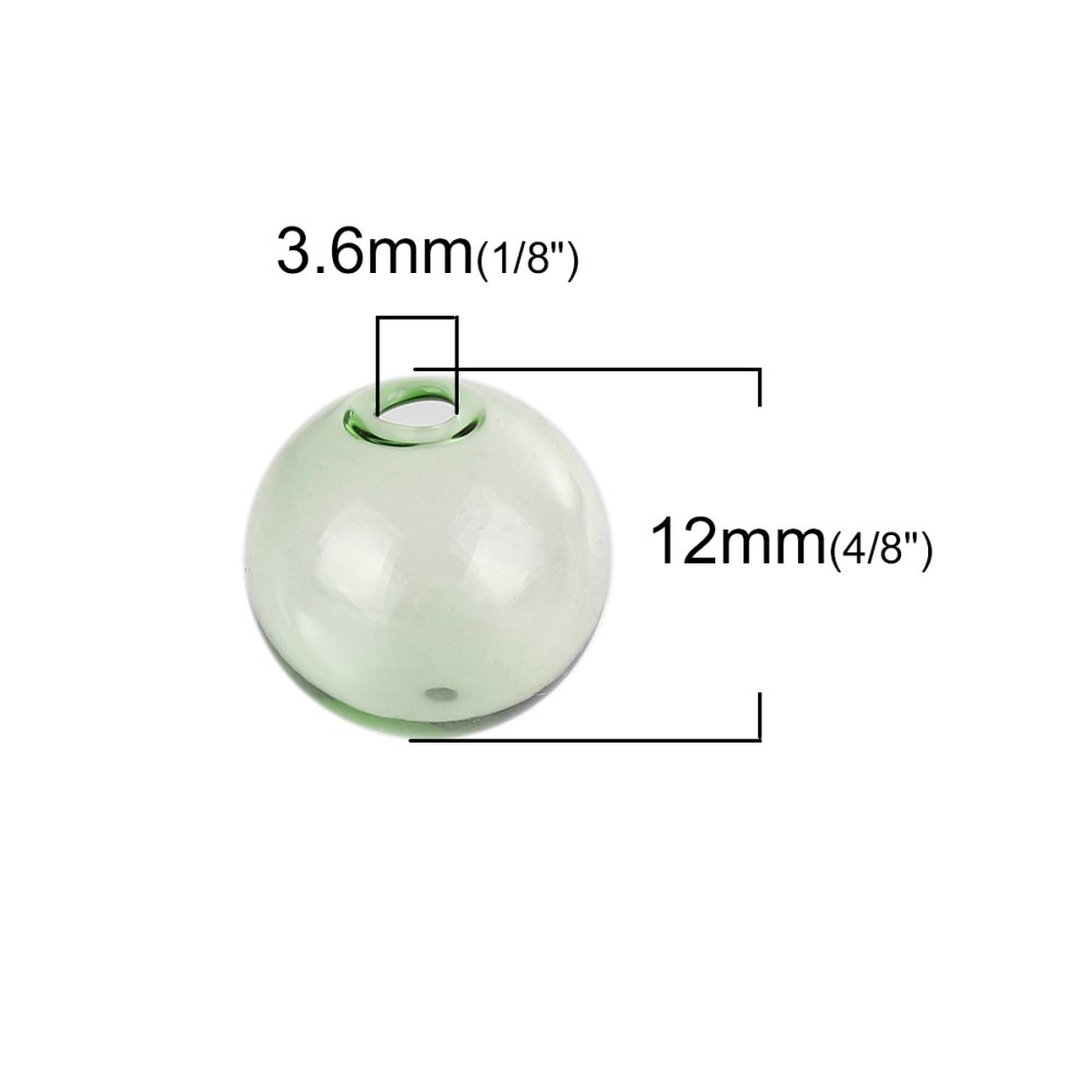 10 sfere di vetro rotonde 12 mm Verde da riempire