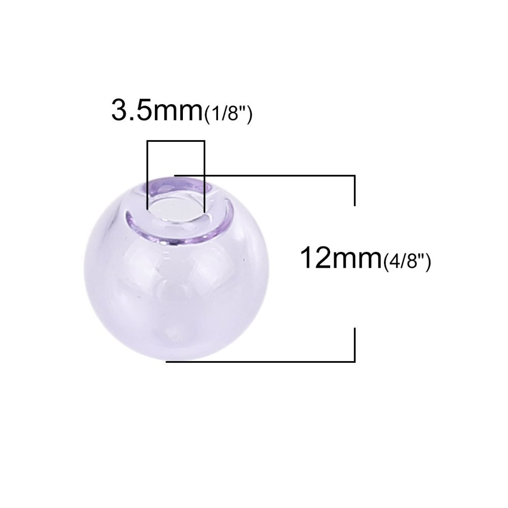 10 sfere di vetro rotonde 12 mm Viola da riempire