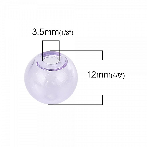 10 sfere di vetro rotonde 12 mm Viola da riempire