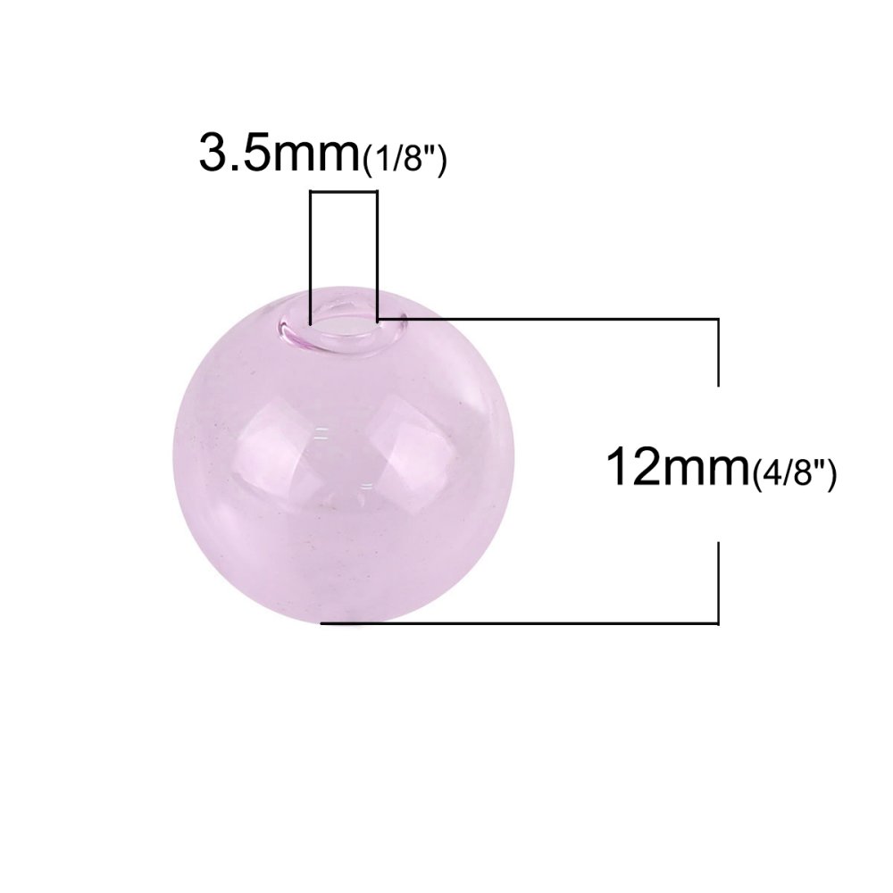 10 palline di vetro rotonde da 12 mm Rosa da riempire