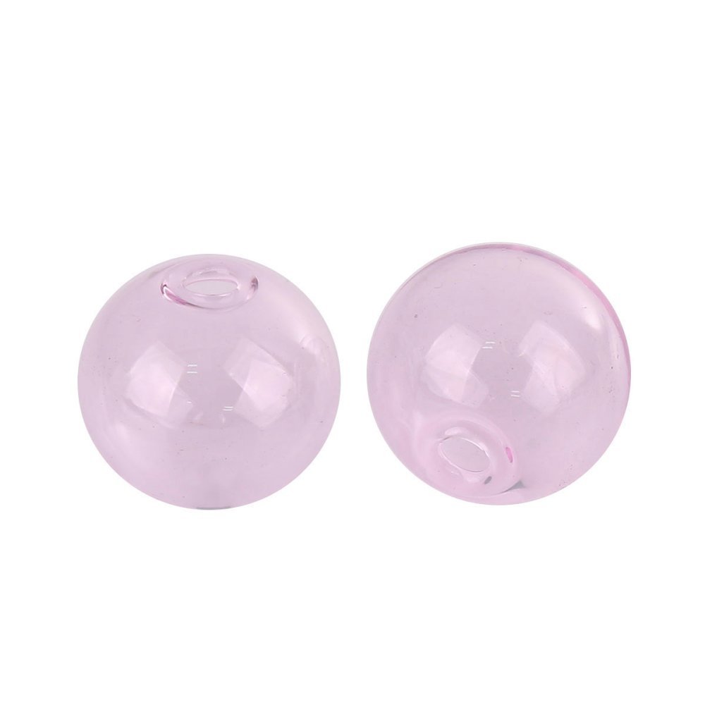 10 palline di vetro rotonde da 12 mm Rosa da riempire