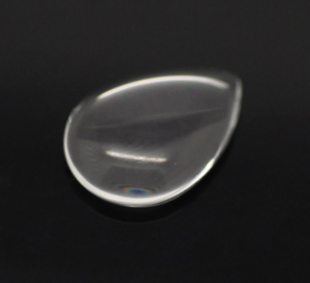 10 Gocce cabochon 13 x 18 mm in vetro trasparente con bava N°24