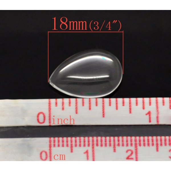 10 Gocce cabochon 13 x 18 mm in vetro trasparente con bava N&deg;24