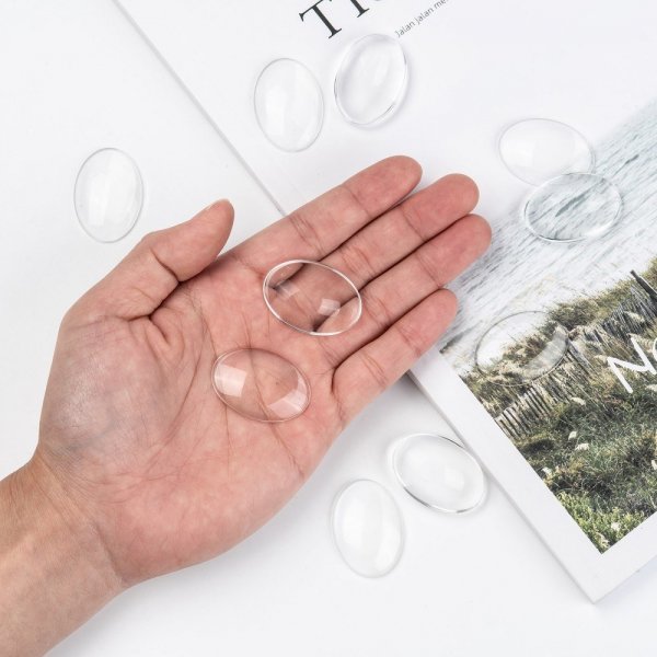 10 Cabochon ovali 25 x 35 mm in vetro trasparente con bava N&deg;20