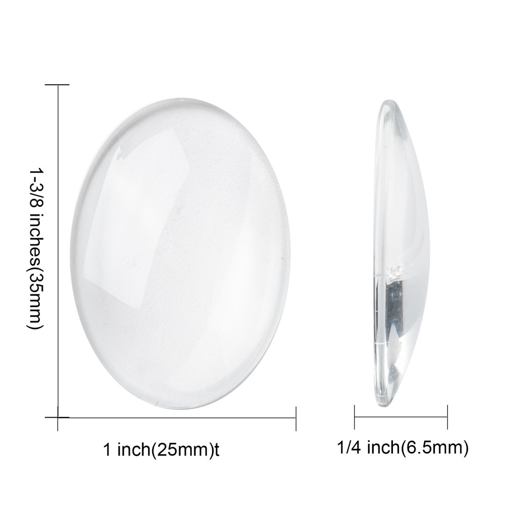 10 Cabochon ovali 25 x 35 mm in vetro trasparente con bava N°20