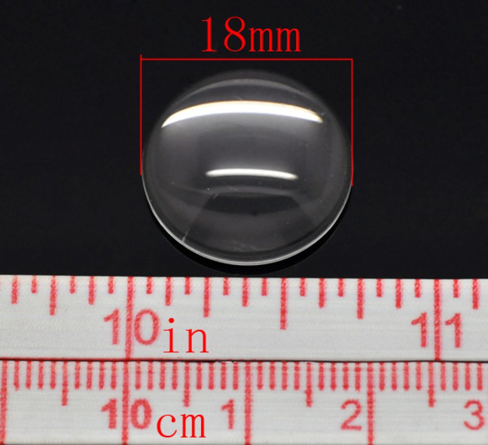 10 Cabochon rotondi da 18 mm in vetro trasparente con bava N°07