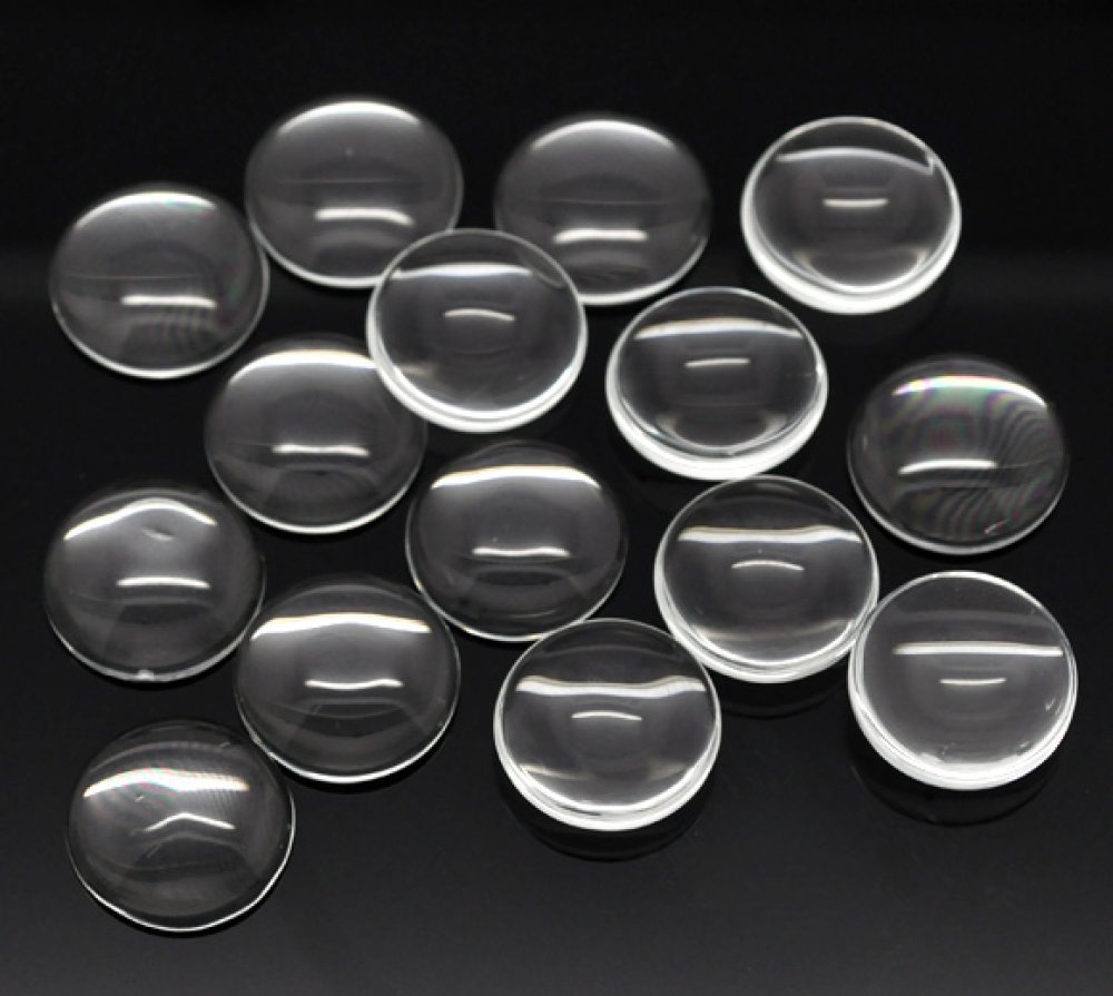 10 Cabochon rotondi da 18 mm in vetro trasparente con bava N°07