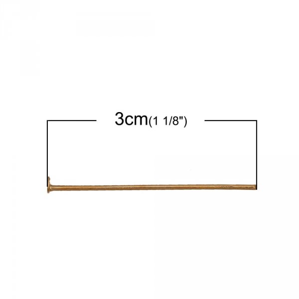 10 chiodi 30 mm a testa piatta placcati oro 14K