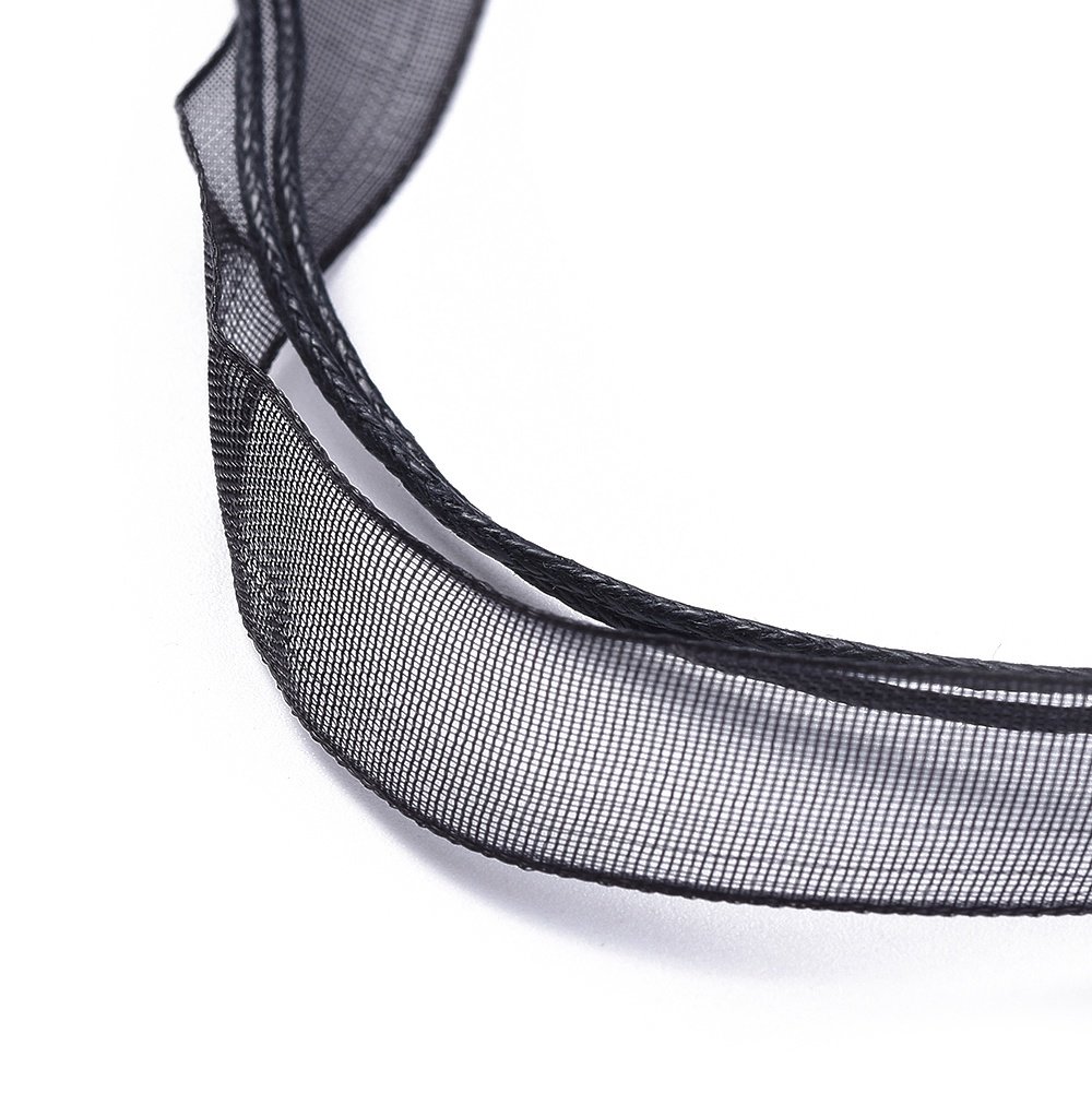 10 Collane con nastro di organza e cordoncino cerato nero
