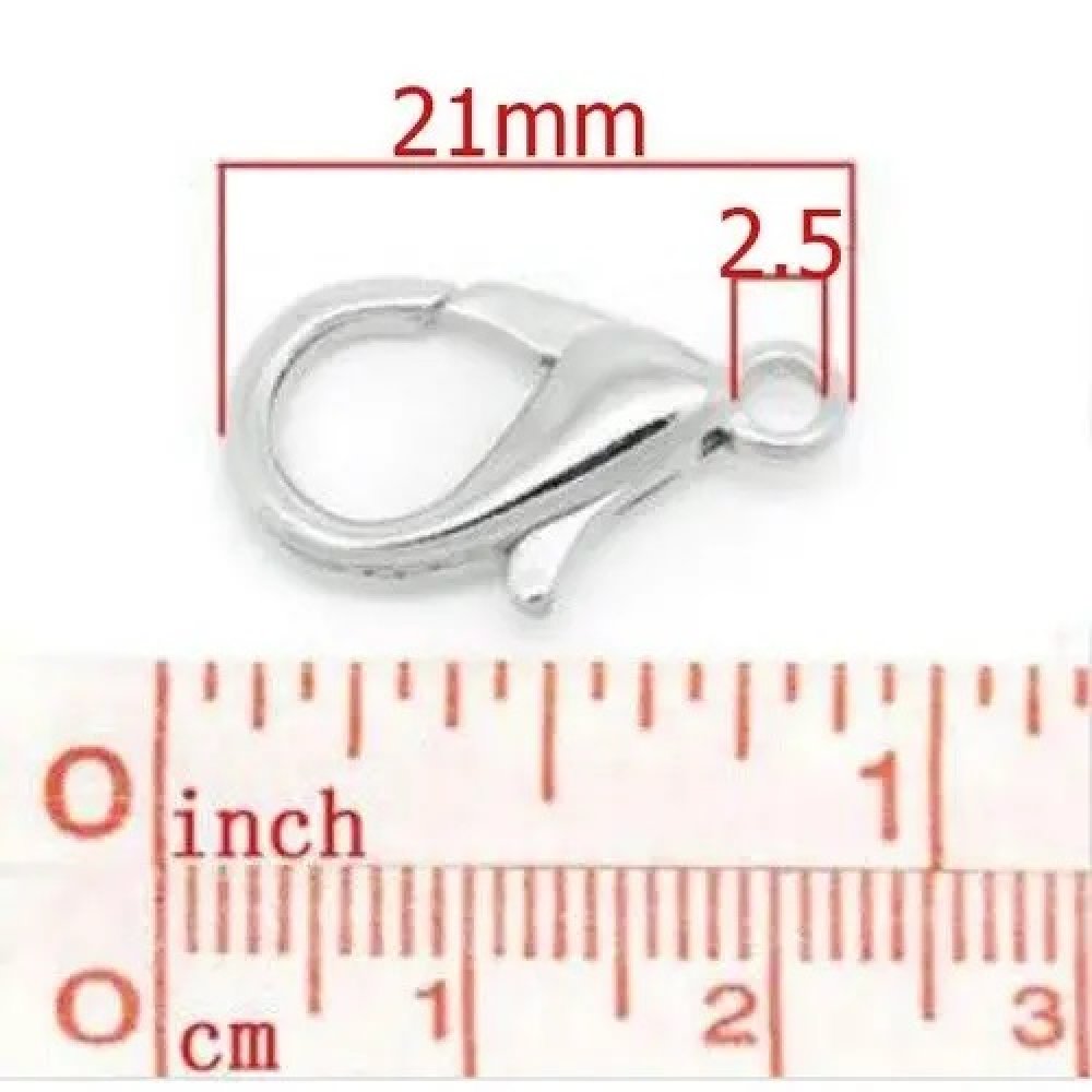 10 Chiusure a moschettone 21 x 12 mm.