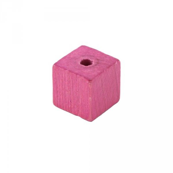 10 Perline di legno Cubo / Quadrato 10 mm Rosa brillante