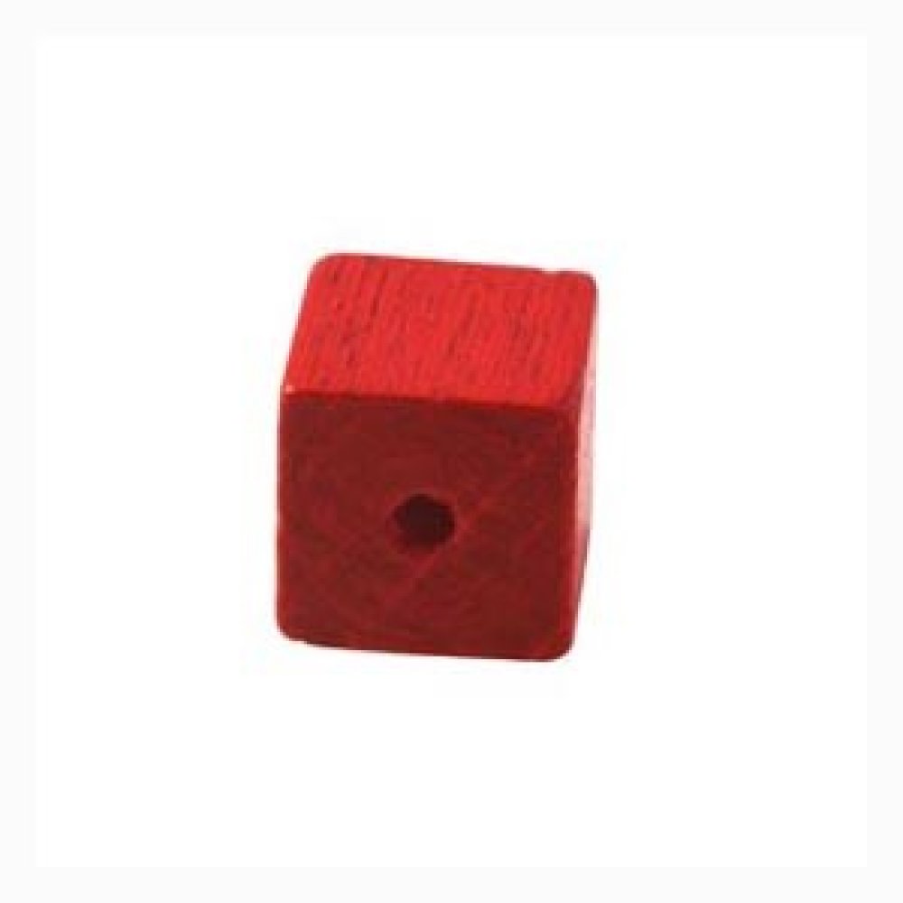 10 Perline di legno Cubo / Quadrato 10 mm Rosso