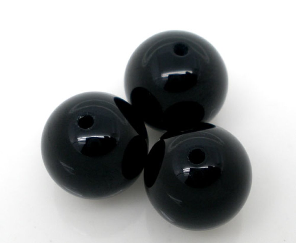 10 Perles en Agate ( Teint ) Rond Noir 10mm Classement B