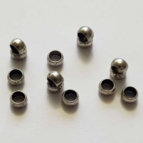 10 Perles &agrave; &eacute;craser de 2 mm argent vieilli