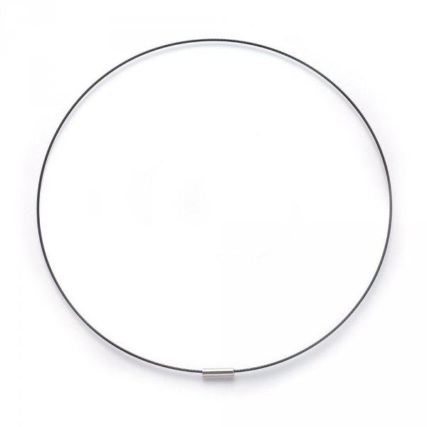 10 colliers tour de cou fil c&acirc;bl&eacute; rigide noir fermoir aimant&eacute; N&deg;03