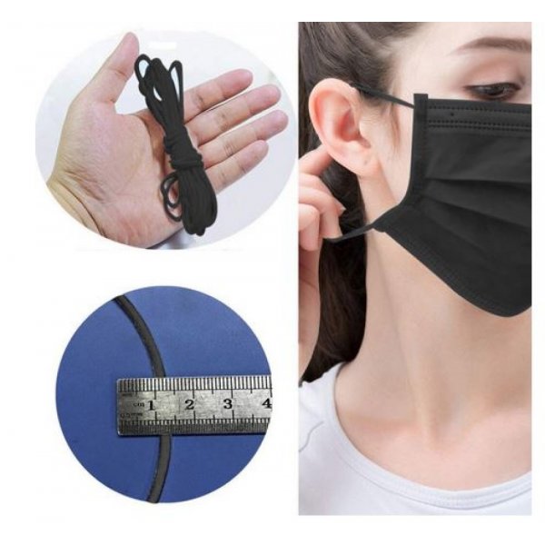 10 metri Maschera elastica in poliestere rotonda 2,5 mm Nero
