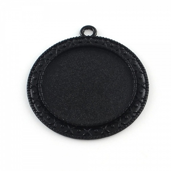 10 porta cabochon neri da 30 mm, ciondoli cabochon 06NR