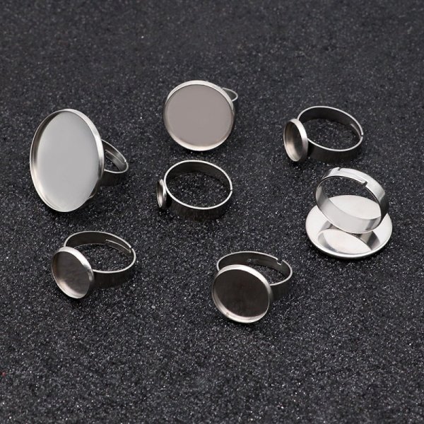 10 anelli porta cabochon 12 mm Argento N&deg;04