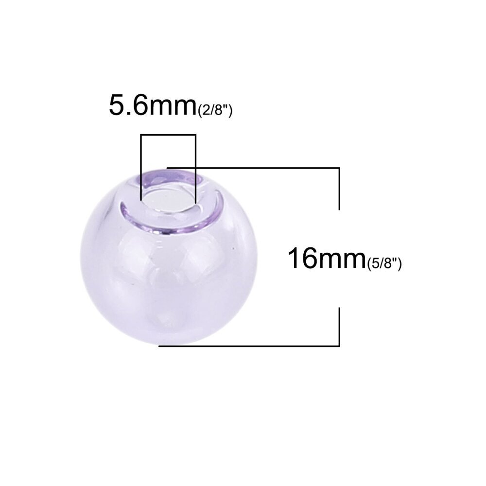 1 sfera di vetro rotonda da riempire 16 mm Viola