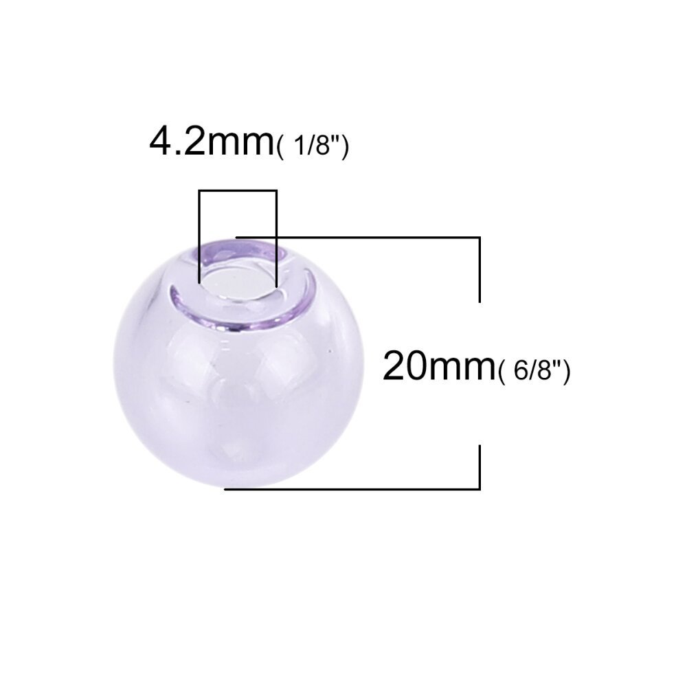 1 sfera di vetro rotonda da riempire 20 mm Viola