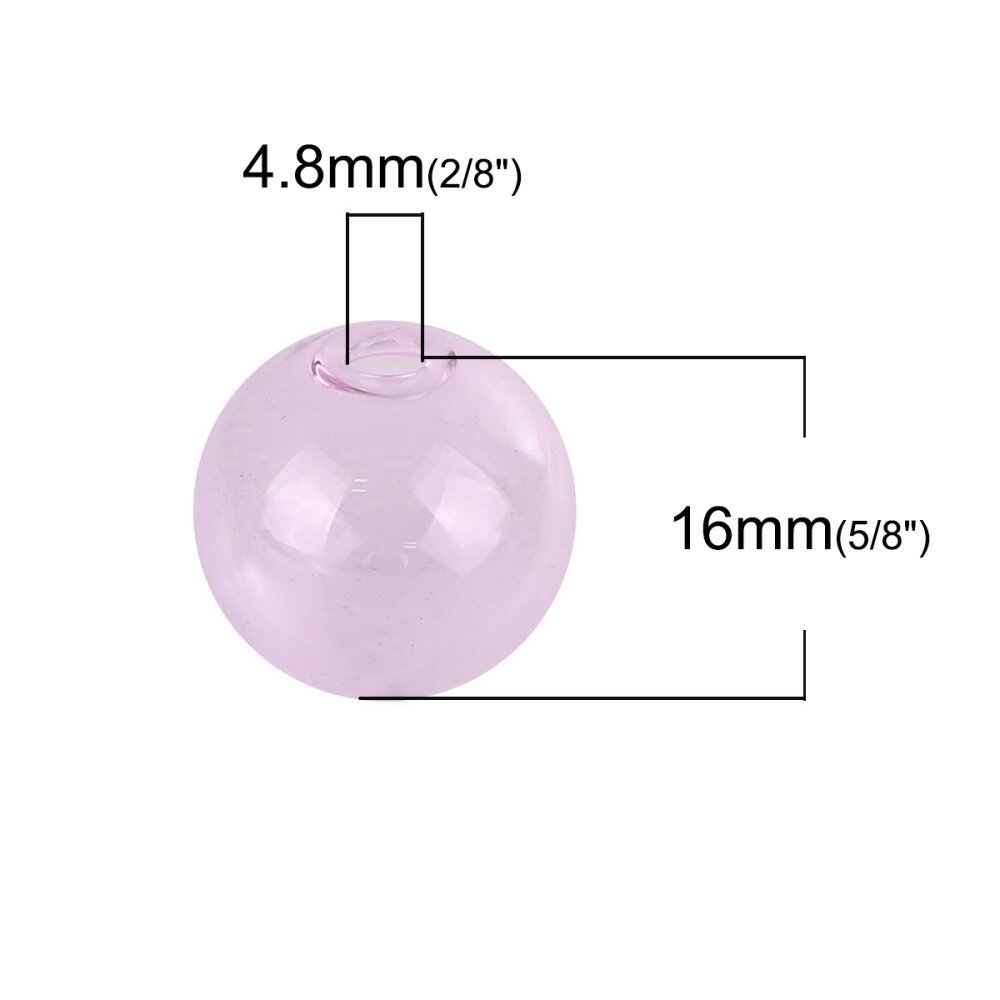 1 sfera di vetro rotonda da 16 mm Rosa da riempire