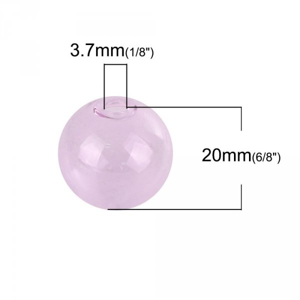 1 sfera di vetro rotonda rosa da 20 mm da riempire