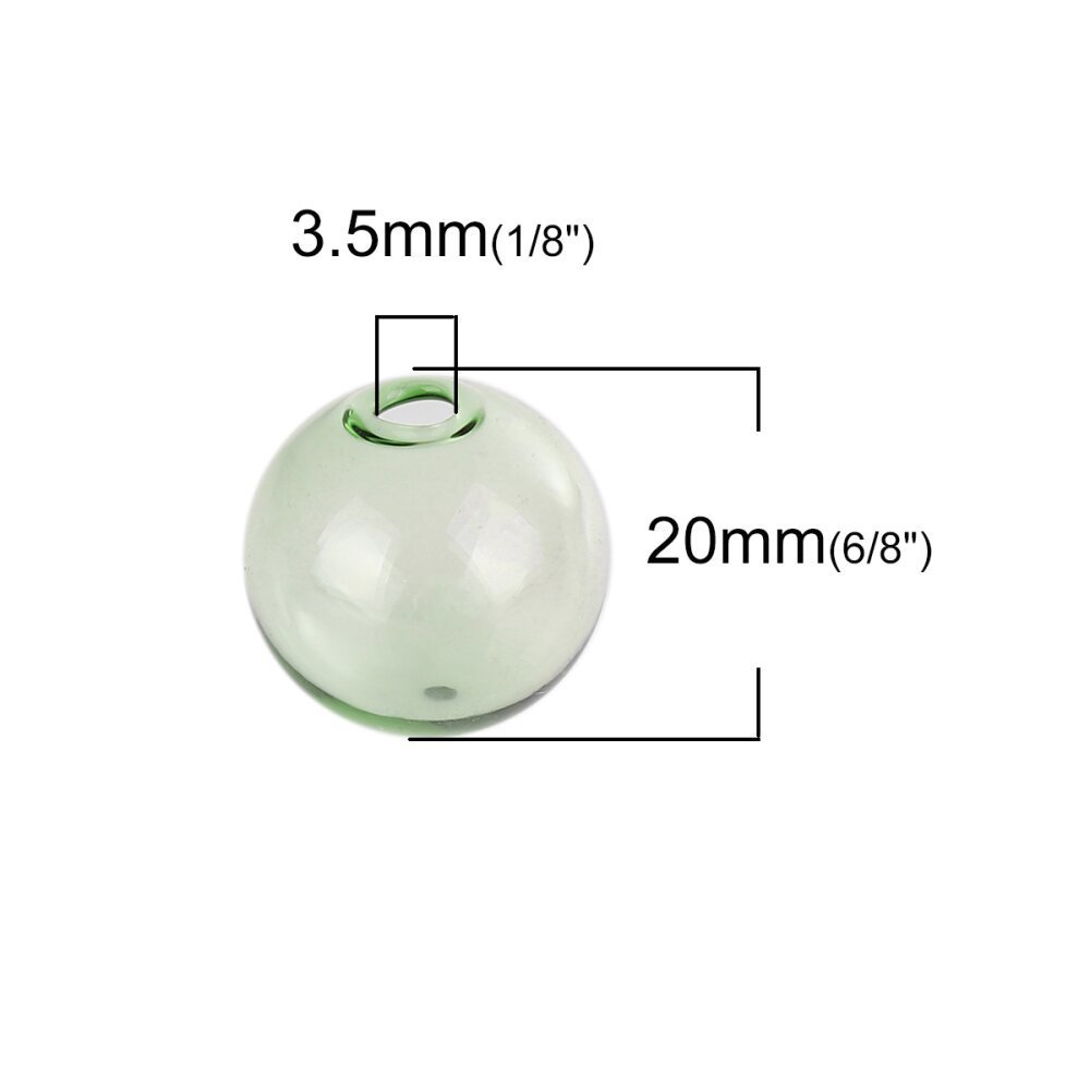 1 sfera di vetro rotonda da 20 mm Verde da riempire