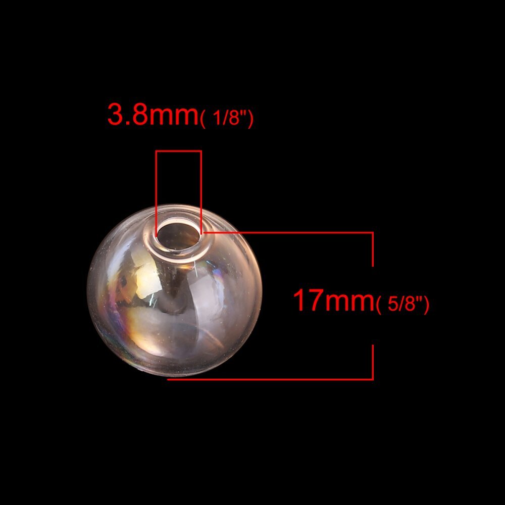 1 sfera di vetro rotonda da riempire 17 mm AB Clear