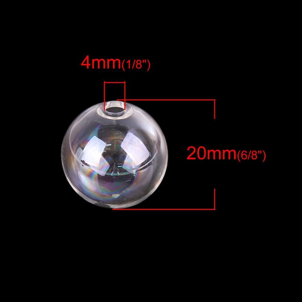 1 Palla di vetro rotonda 20 mm AB Trasparente da riempire