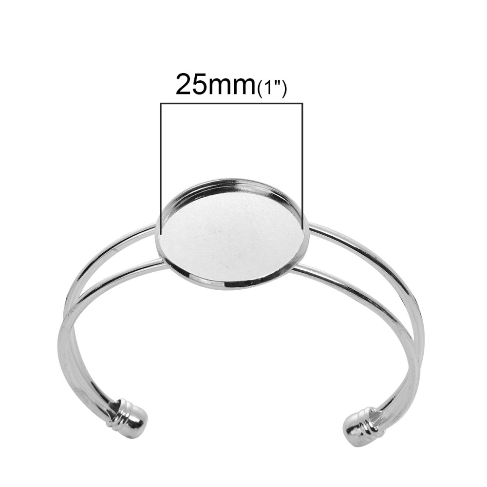 1 bracciale con supporto per cabochon + 1 cabochon in vetro 25 mm N°01