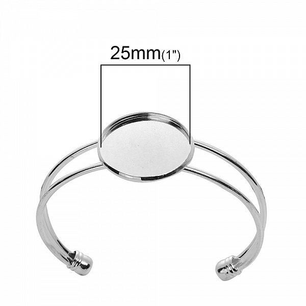 1 bracciale con supporto per cabochon + 1 cabochon in vetro 25 mm N&deg;01