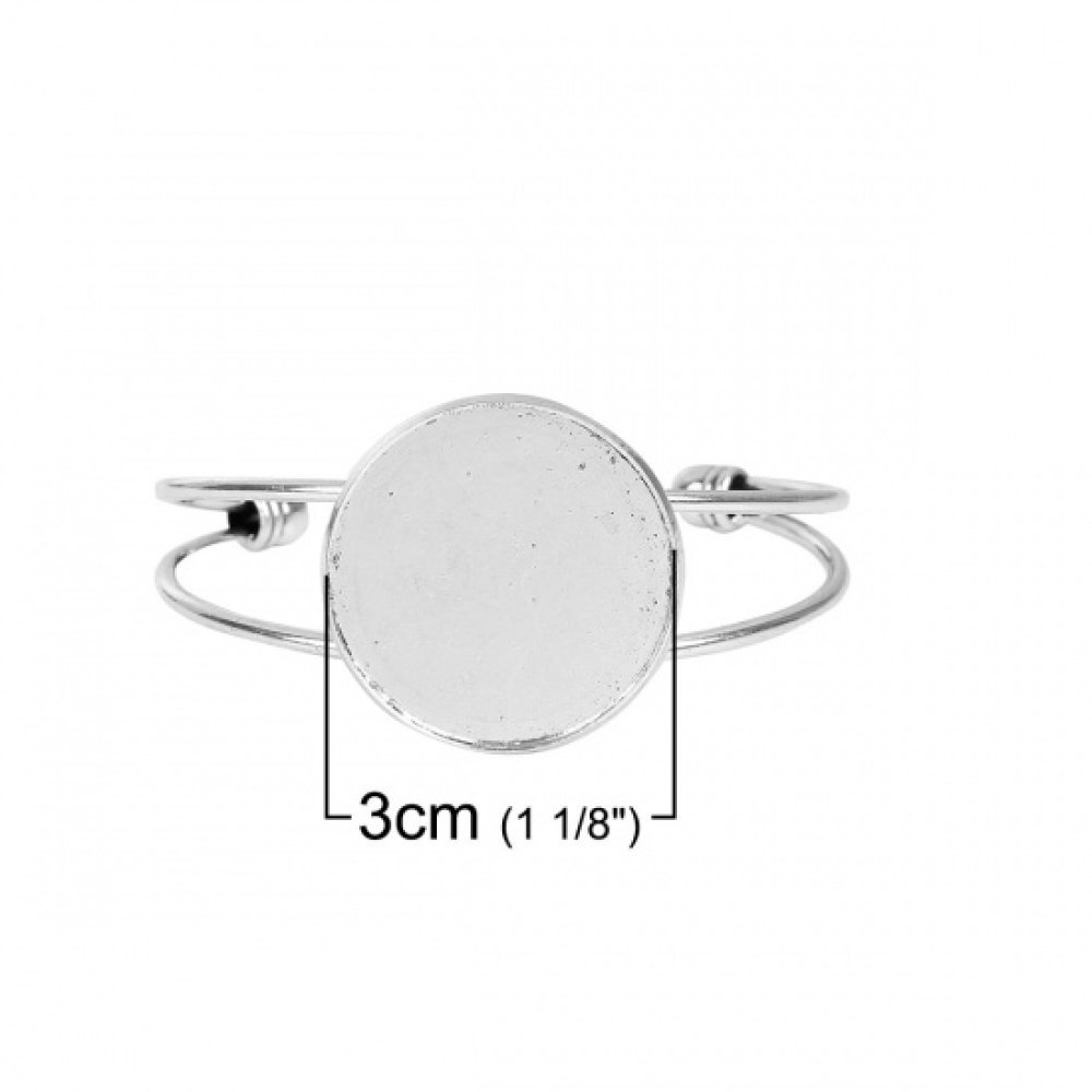 1 bracciale con supporto per cabochon + 1 cabochon in vetro 30 mm N°01