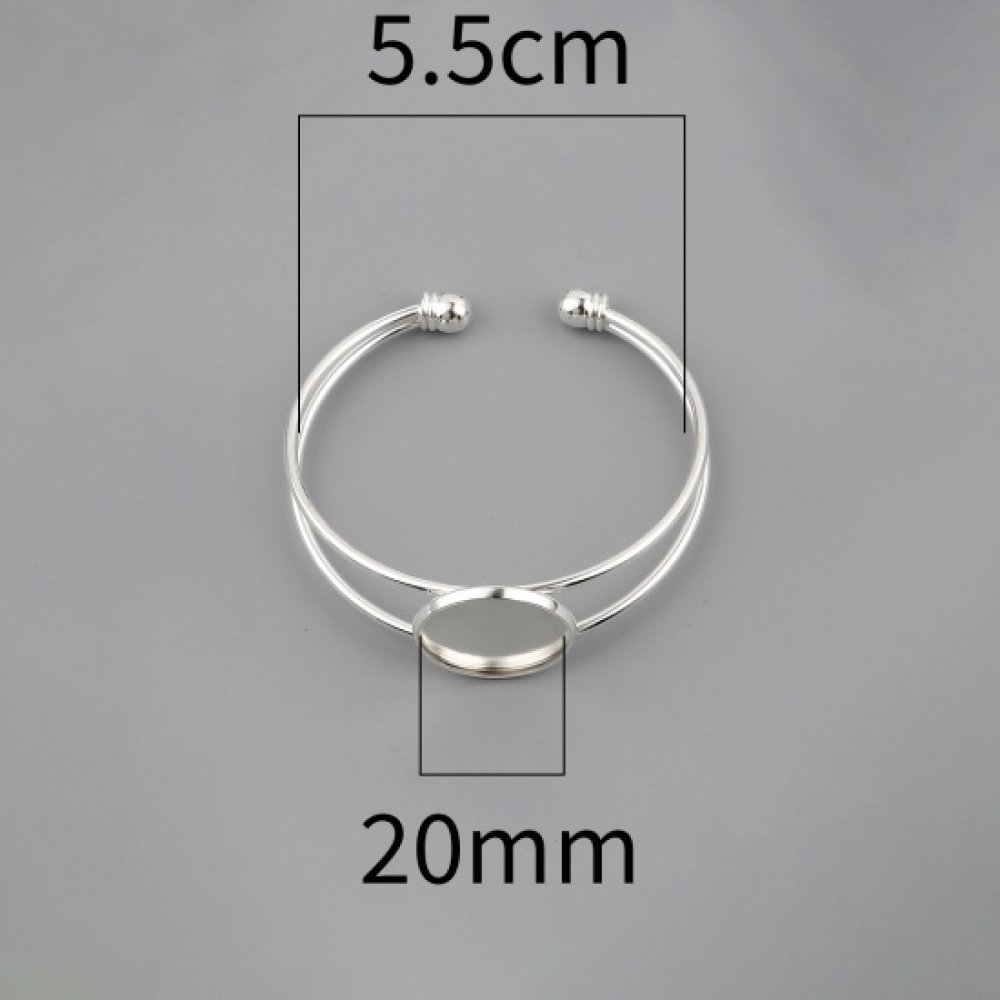 1 bracciale con supporto per cabochon + 1 cabochon in vetro 20 mm N°01