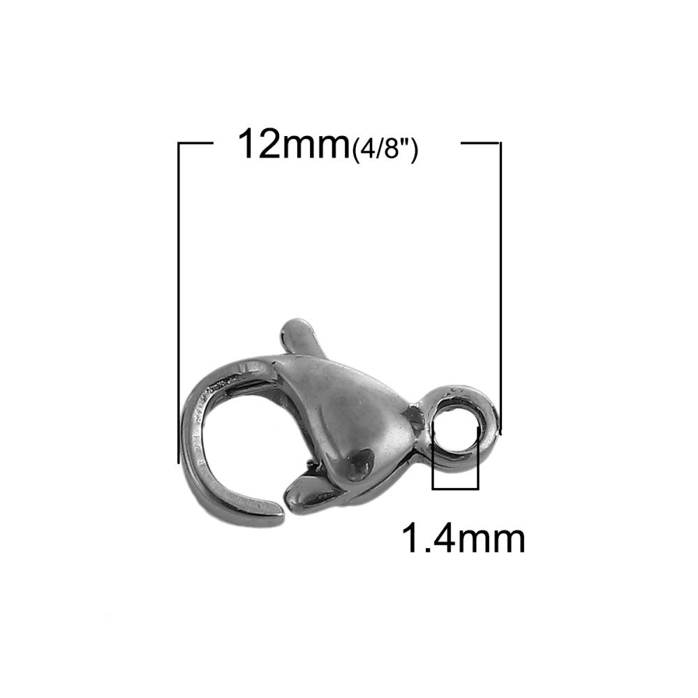 1 Chiusura a moschettone in acciaio inox 12 x 07 mm.