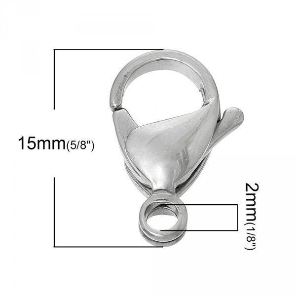 1 chiusura a moschettone in acciaio inox 15 x 9 mm