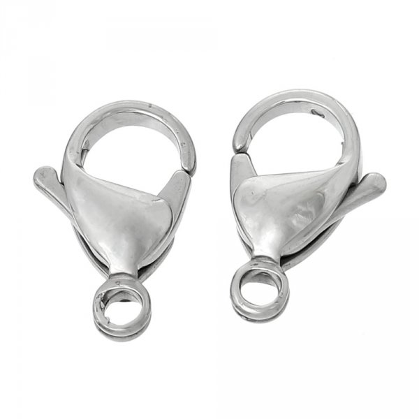 1 chiusura a moschettone in acciaio inox 15 x 9 mm