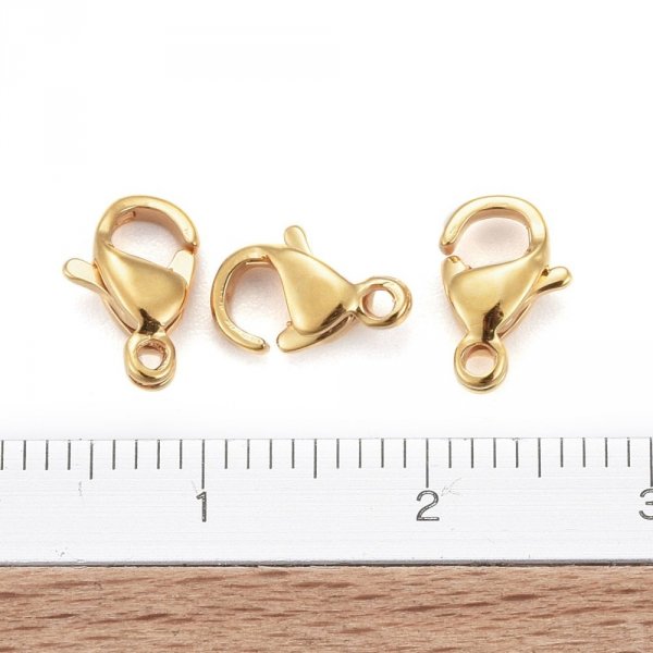1 Chiusura in acciaio inossidabile Placcata oro 24K Chiusura aragosta 9 x 6 mm Oro