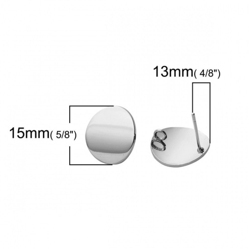 1 paio di orecchini rotondi a truciolo placcati in platino da 16 mm