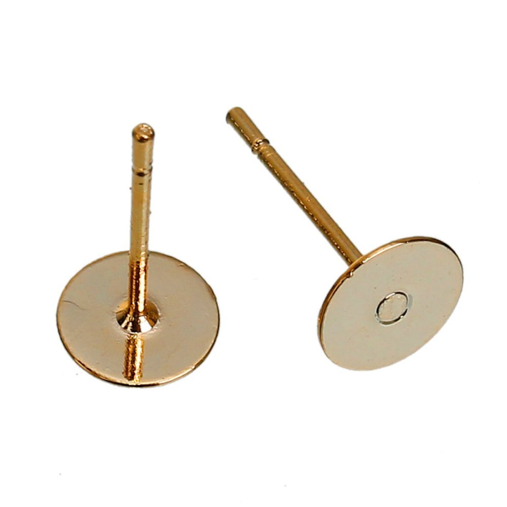 1 Paio di orecchini con chip tondi da 6 mm placcati oro 14K N°01