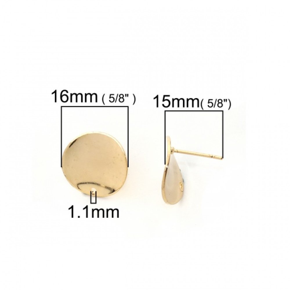 1 Paio di orecchini tondi con chip da 16 mm placcati oro N°02