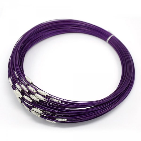 1 collana in filo rigido cablato viola chiusura a vite N&deg;01