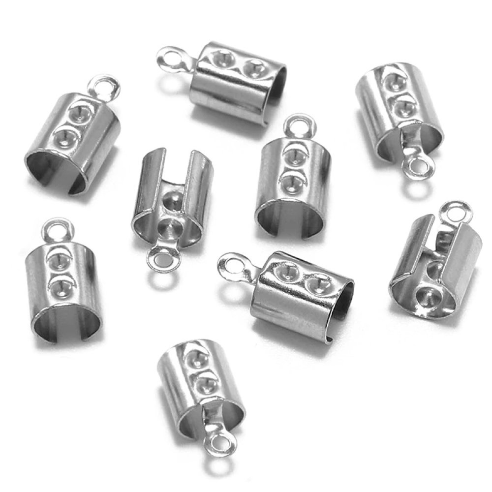 1 punta di colla in acciaio inox da 4 mm x 10 mm a schiacciamento e piegatura a pizzico