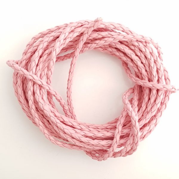 1 metro Cordoncino rotondo in similpelle intrecciato Rosa scuro 3 mm