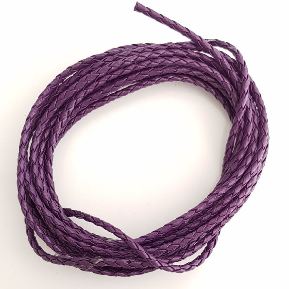 1 metro Cordoncino rotondo intrecciato in similpelle Viola 3 mm